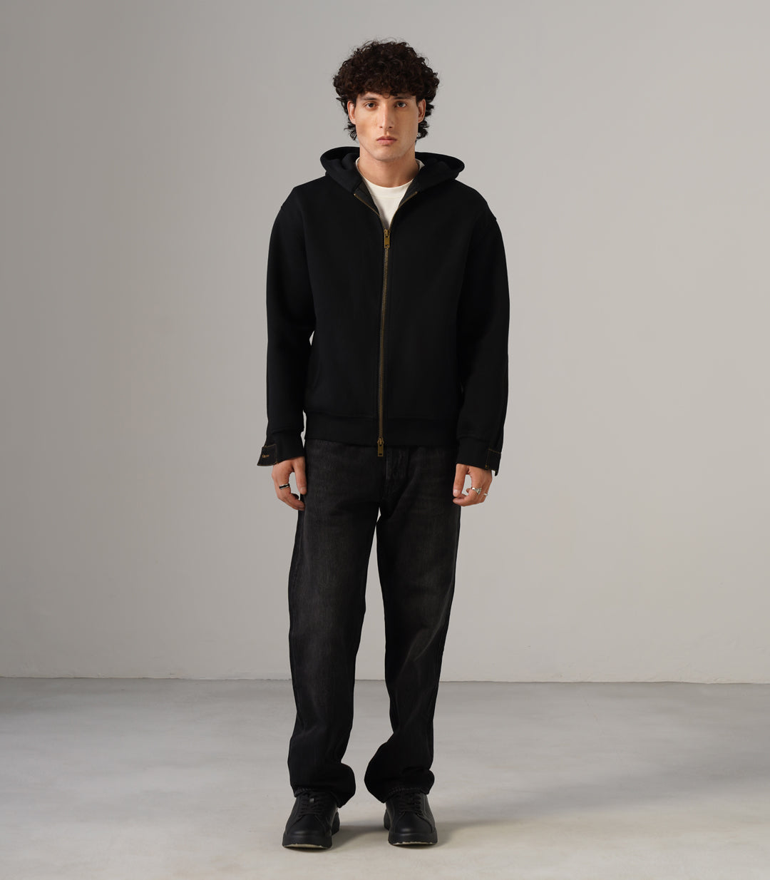 DENIM BACK HOODIE -BLACK
