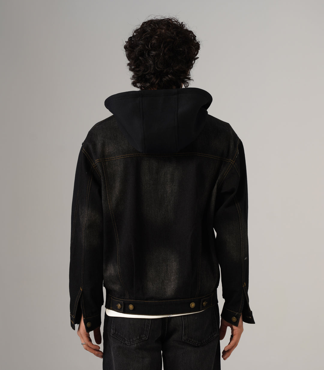 DENIM BACK HOODIE -BLACK