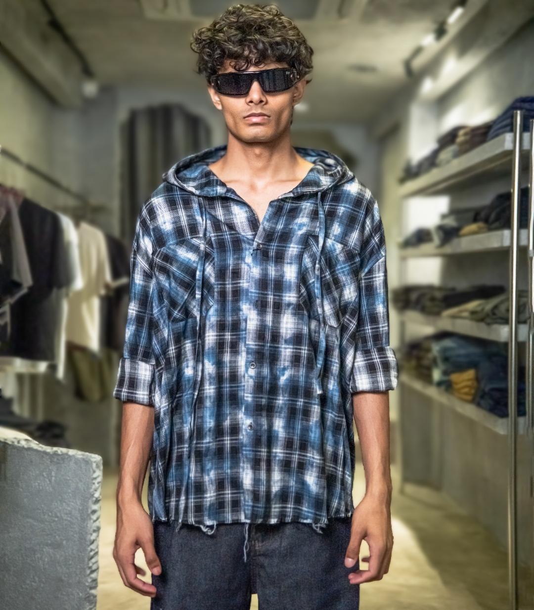 FLANNEL TEXTURED BLUE - HOOD