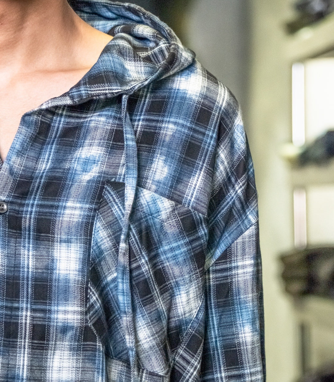 FLANNEL TEXTURED BLUE - HOOD