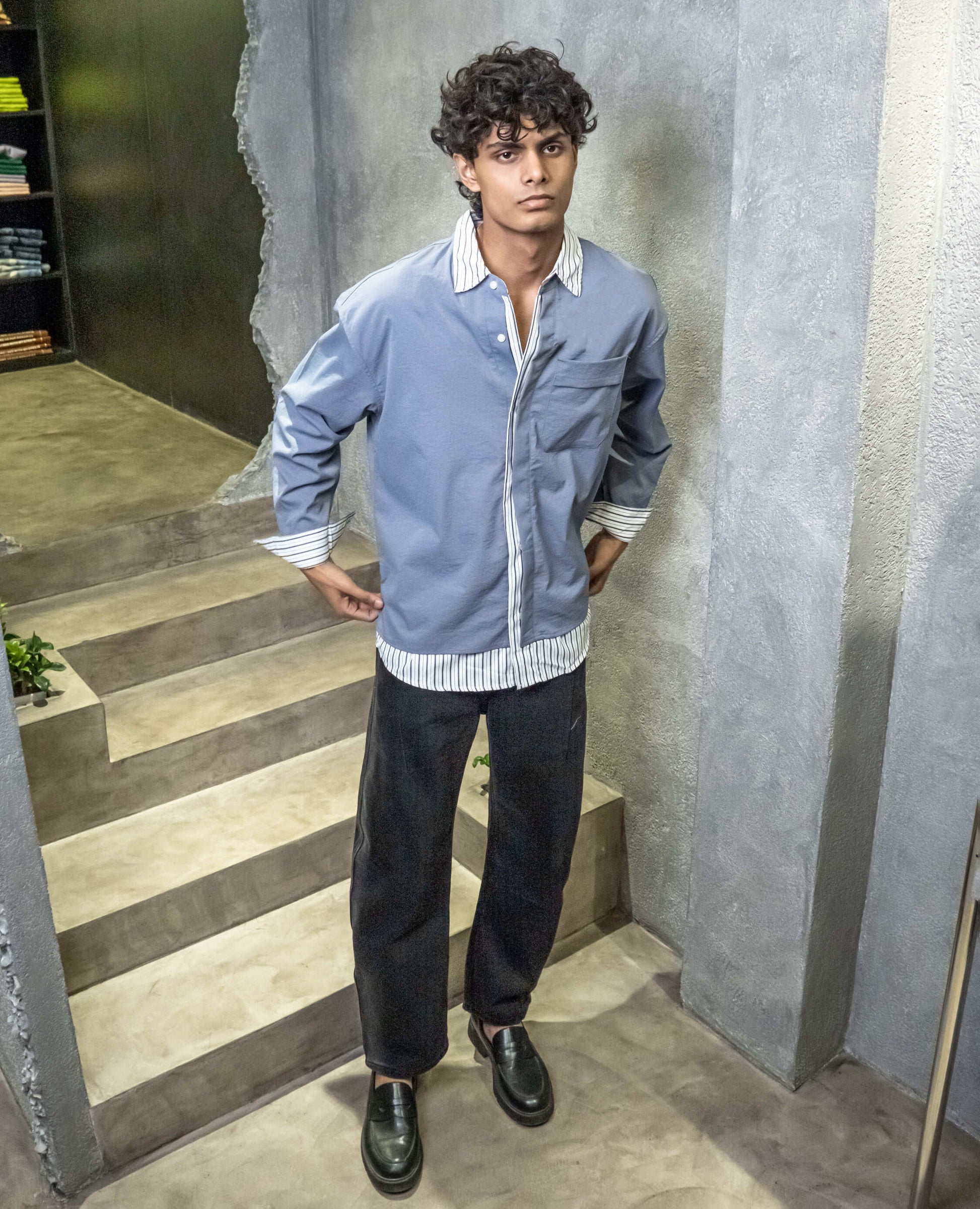 Contrast Collar Shirt