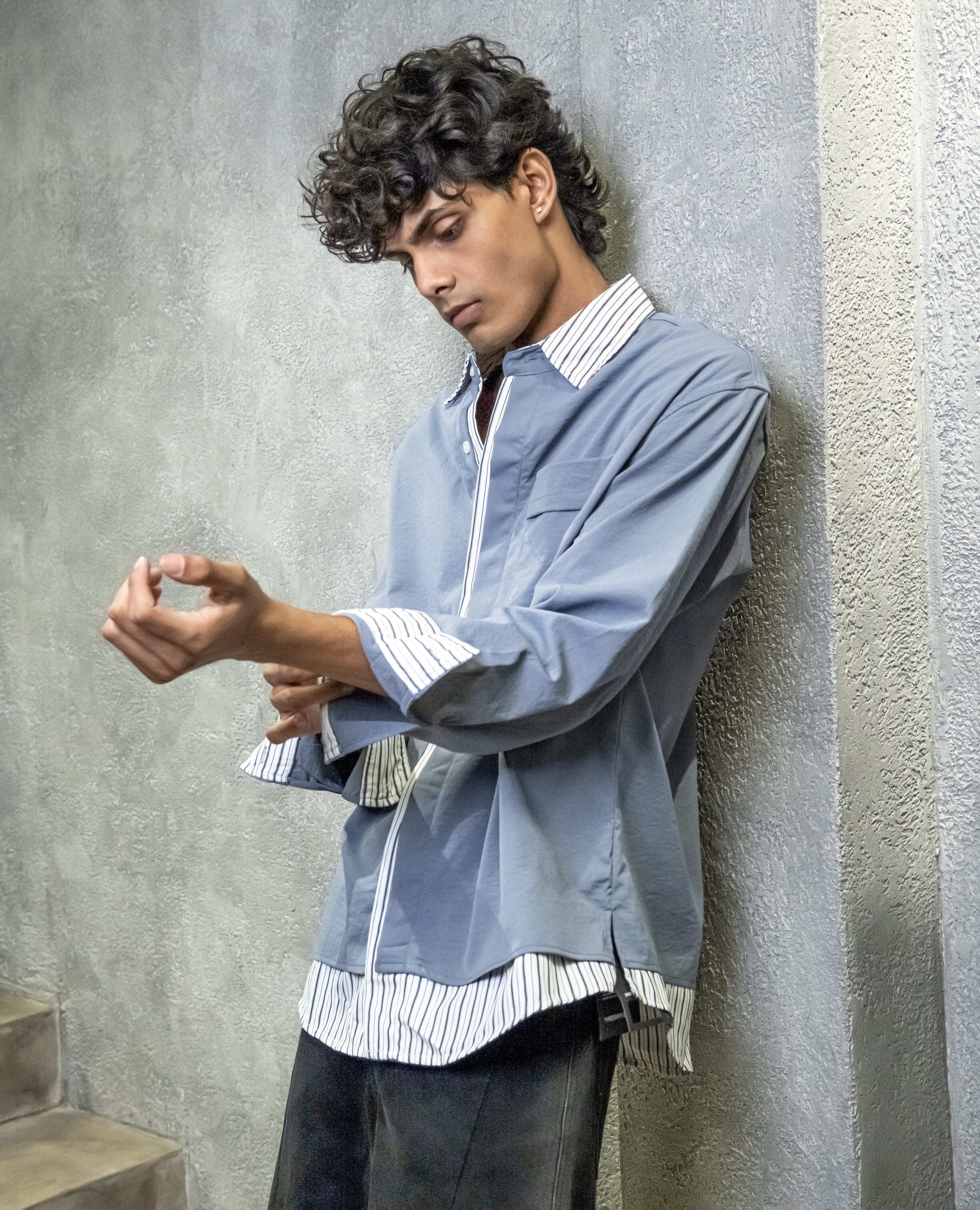 Contrast Collar Shirt