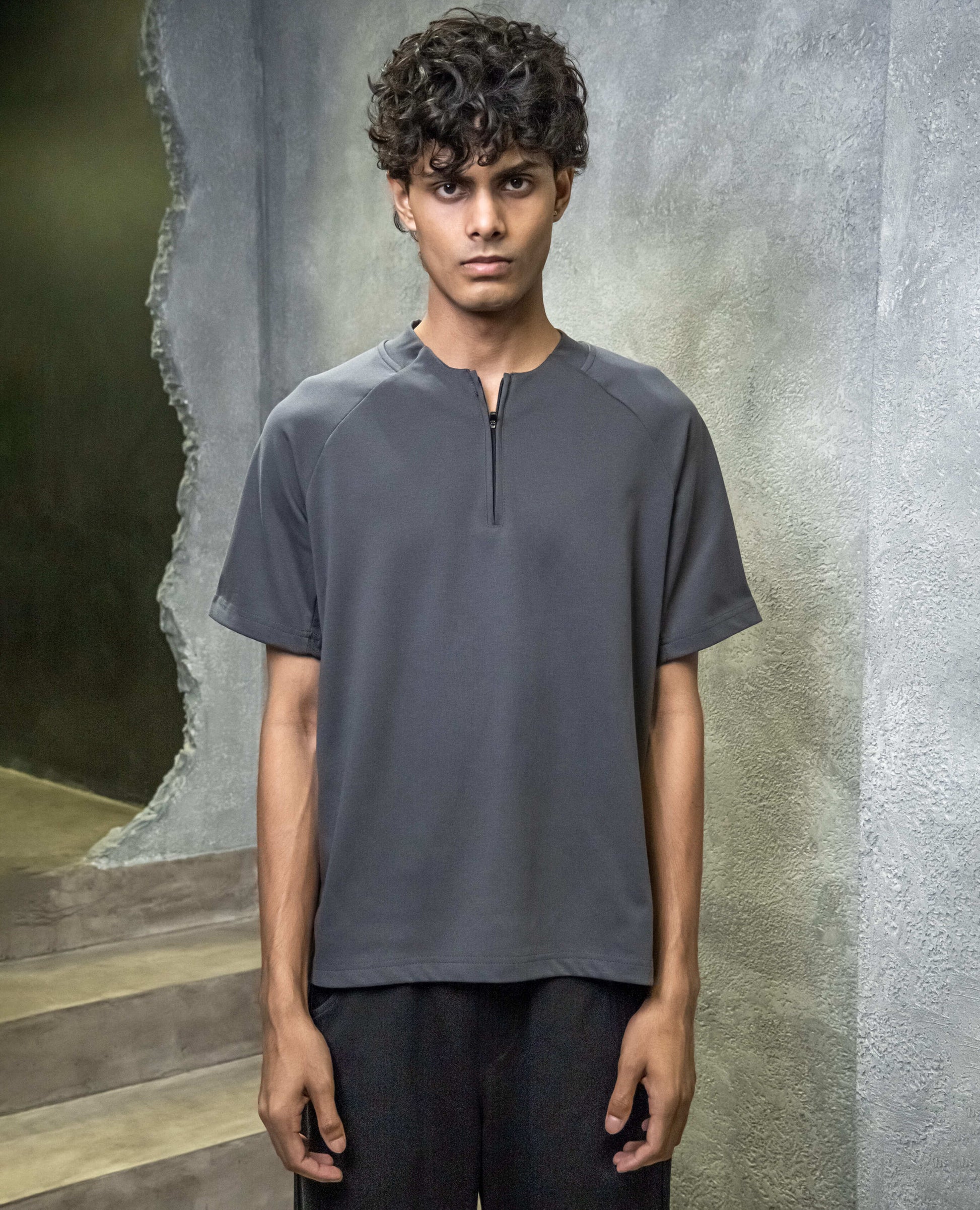 Detailed Zip Up T-Shirt