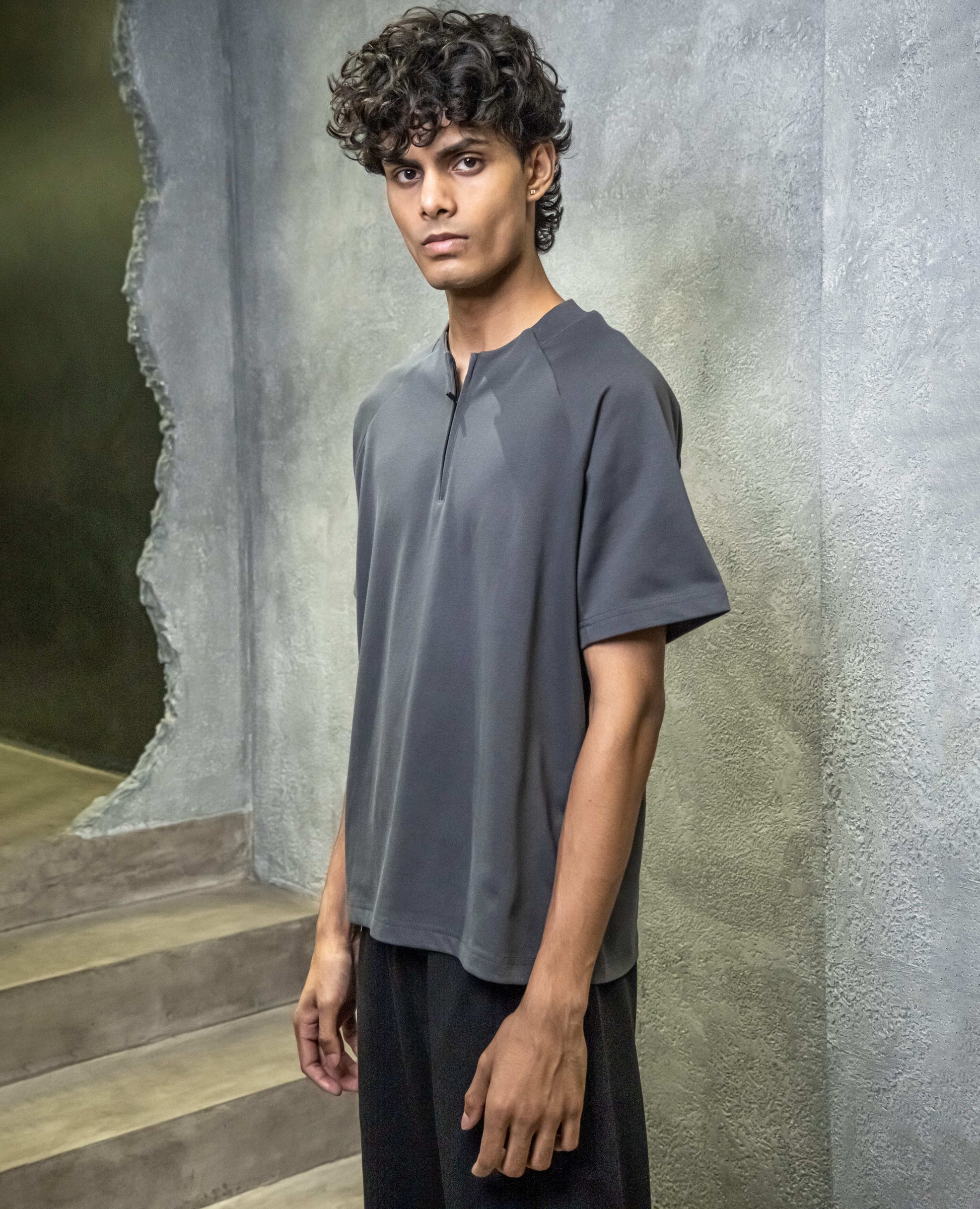 Detailed Zip Up T-Shirt