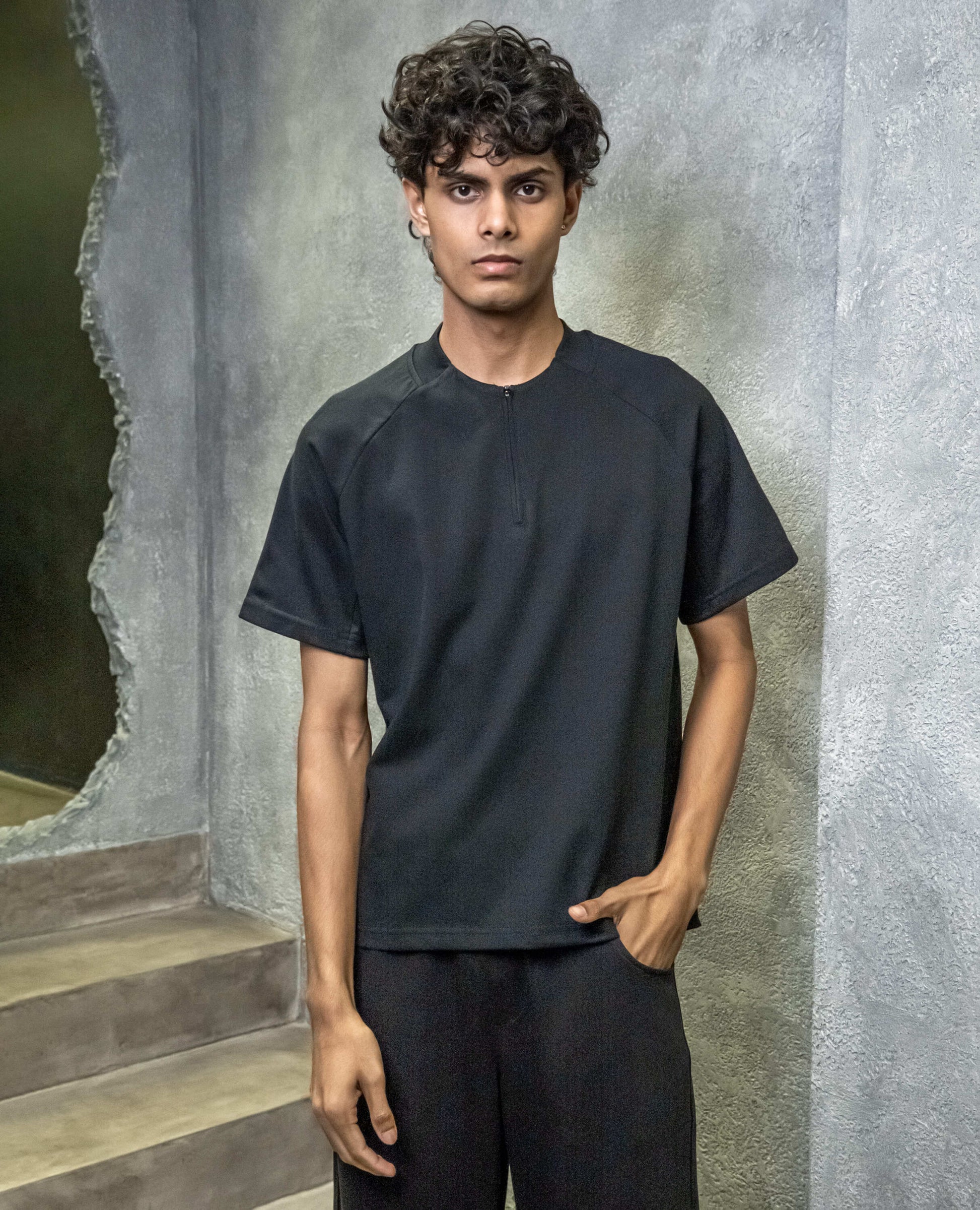 Detailed Zip Up T-Shirt