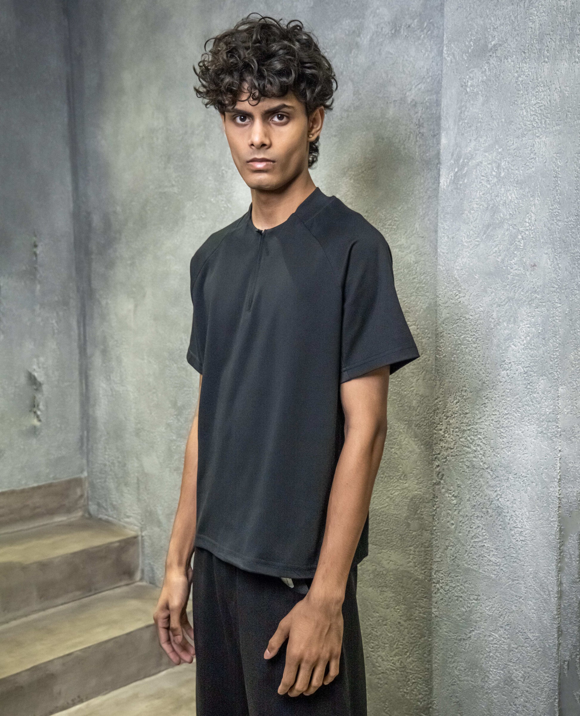 Detailed Zip Up T-Shirt