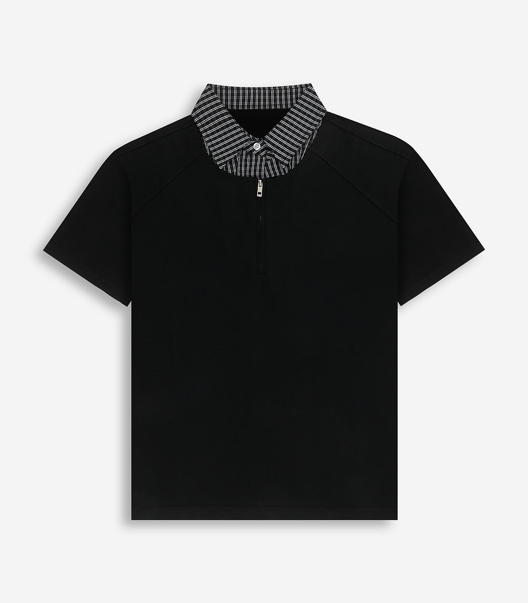 Contrast Zip Up Polo