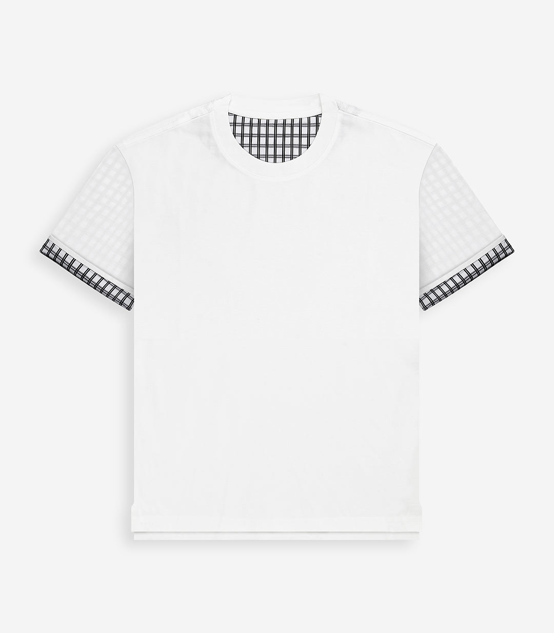 Pack of 3- Minimal Cheque Sleeve T-Shirt BLUE+BLACK+WHITE