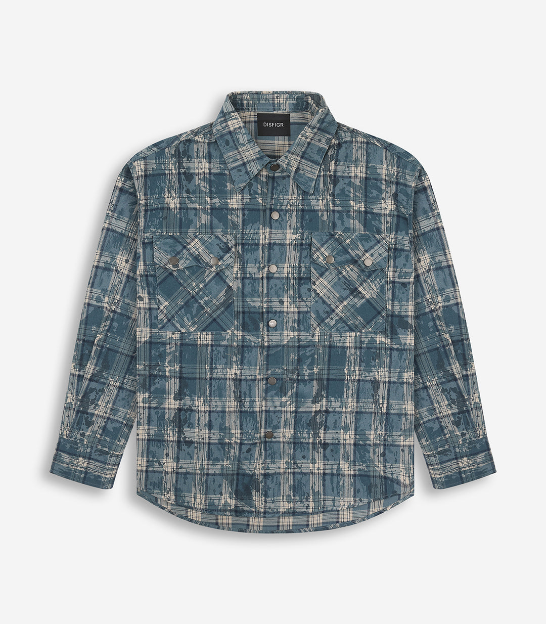 TEXTURED FLANNEL SHIRT - Blue