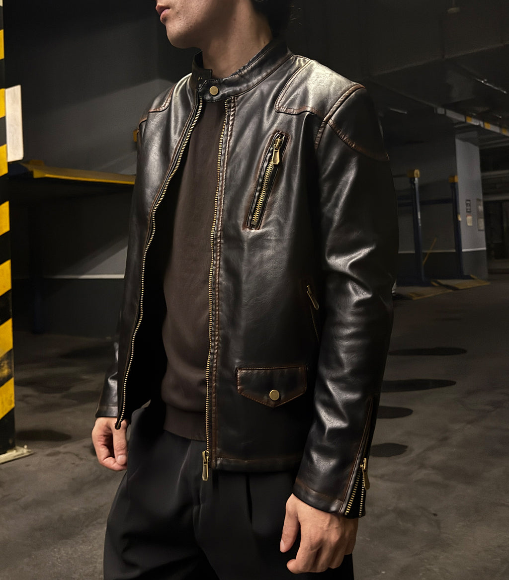 Sunfade Leather Jacket – Black