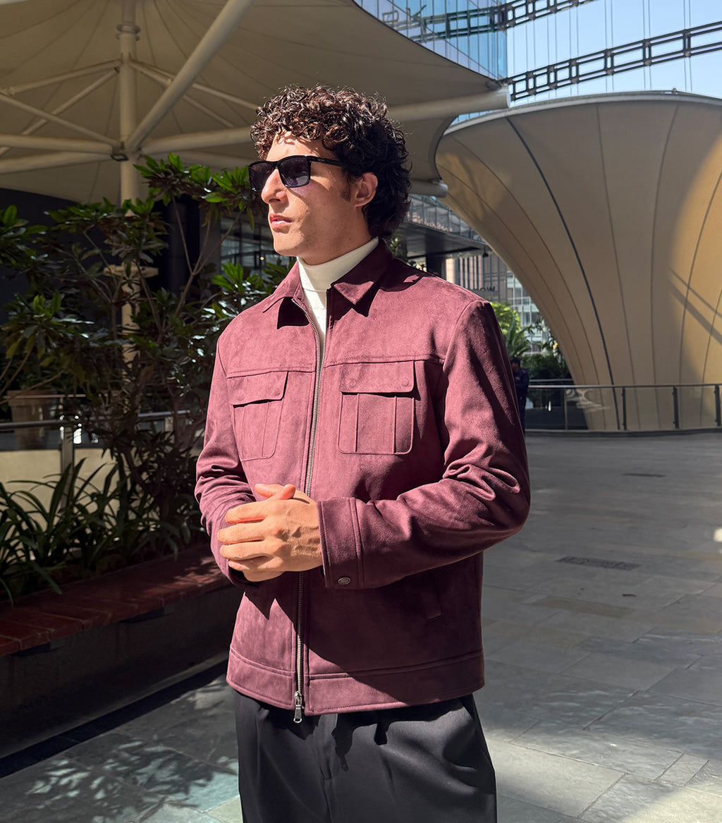 Regent Suede Jacket – Burgundy