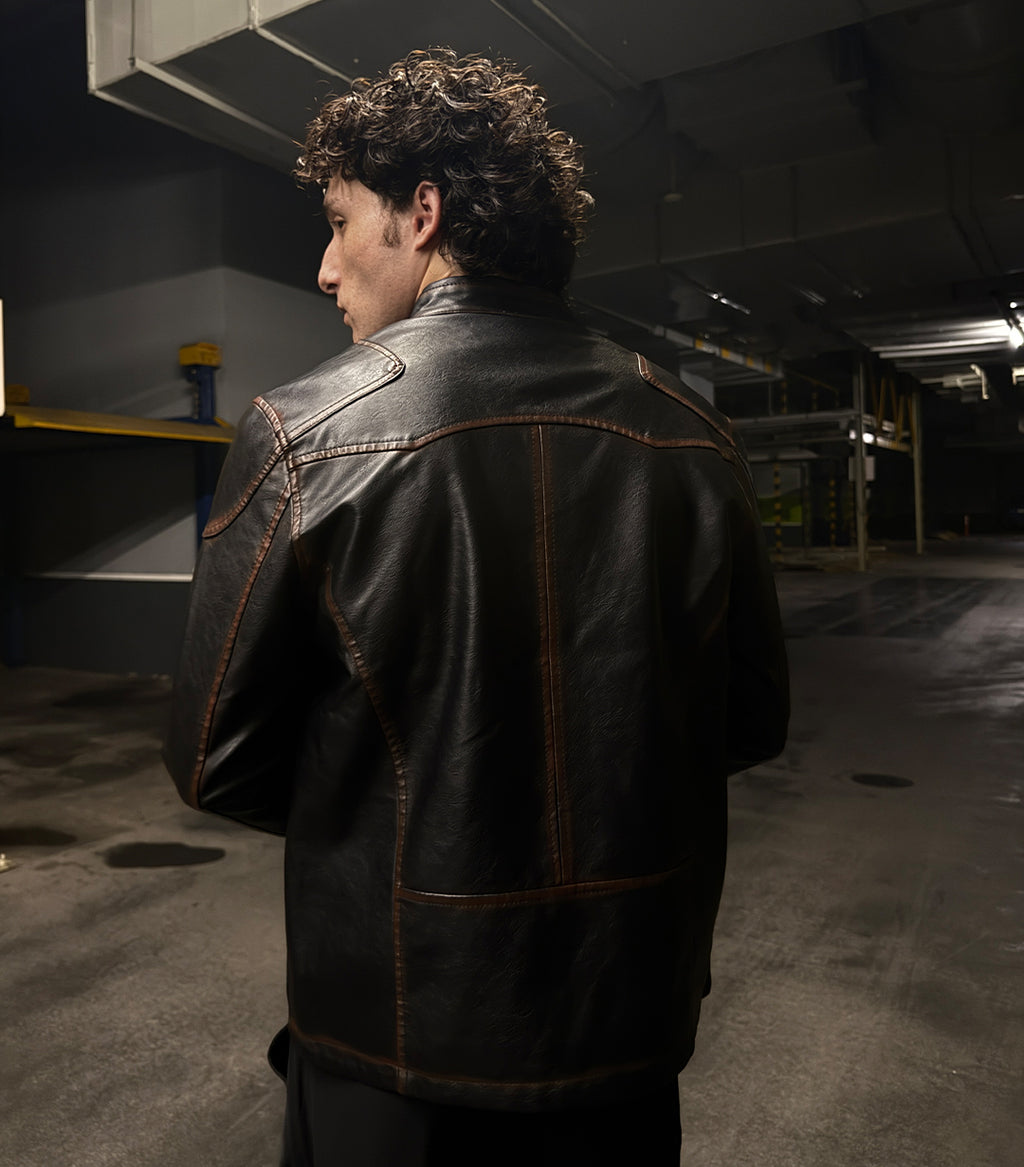 Sunfade Leather Jacket – Black