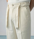 PLEATED TROUSER W BELT-CREAM