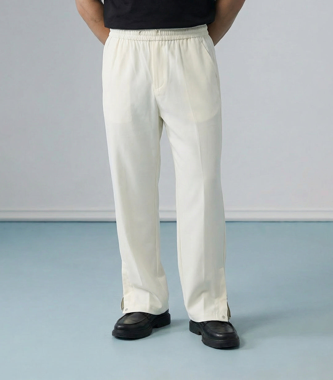 TAILORED STRAIGHT FIT JOGGERS - CREAM