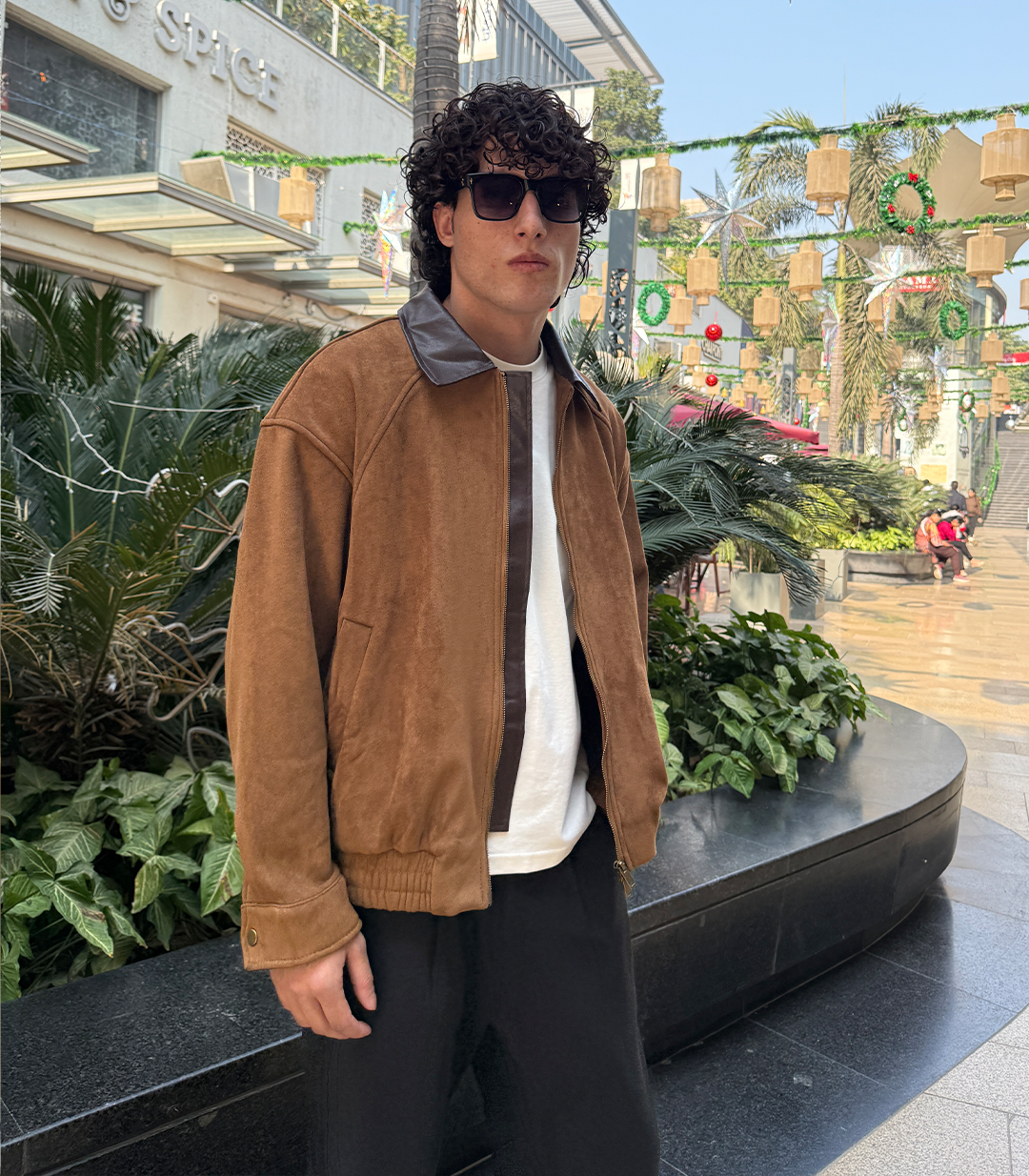 SUEDE CONTRAST COLLAR JACKET