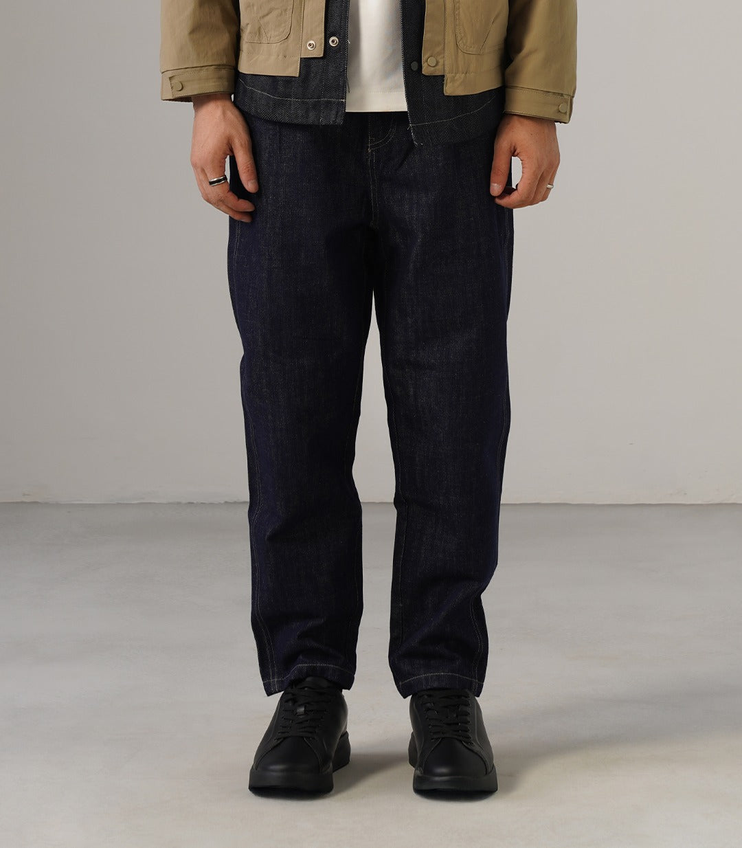Pleated Raw Denim