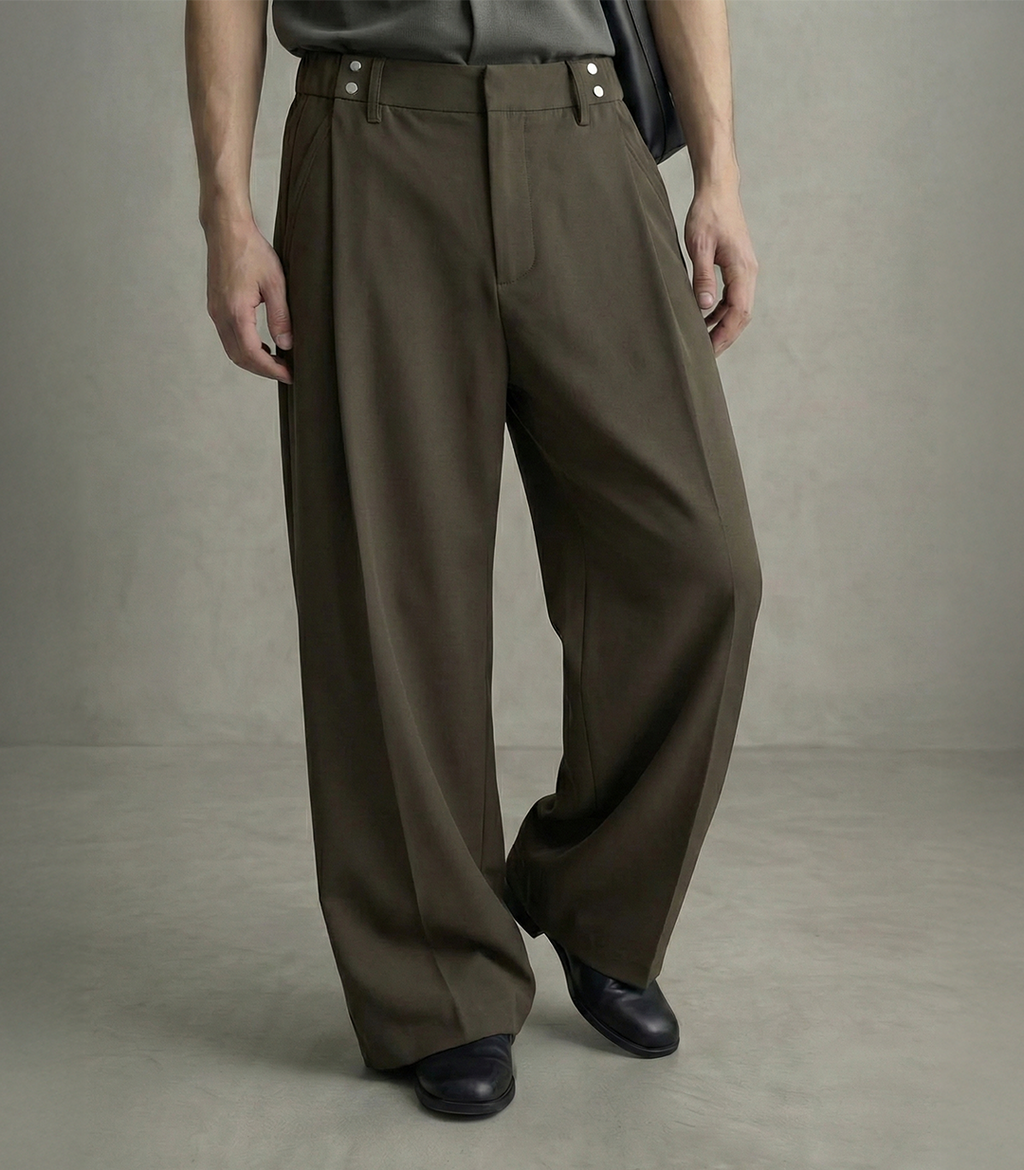 CONVERTIBLE PLEATED TROUSER - STRAIGHT FIT