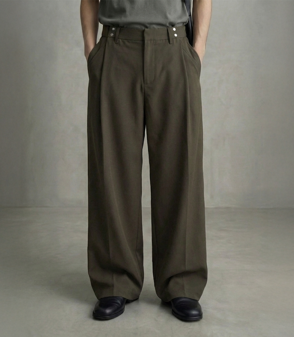 CONVERTIBLE PLEATED TROUSER - STRAIGHT FIT