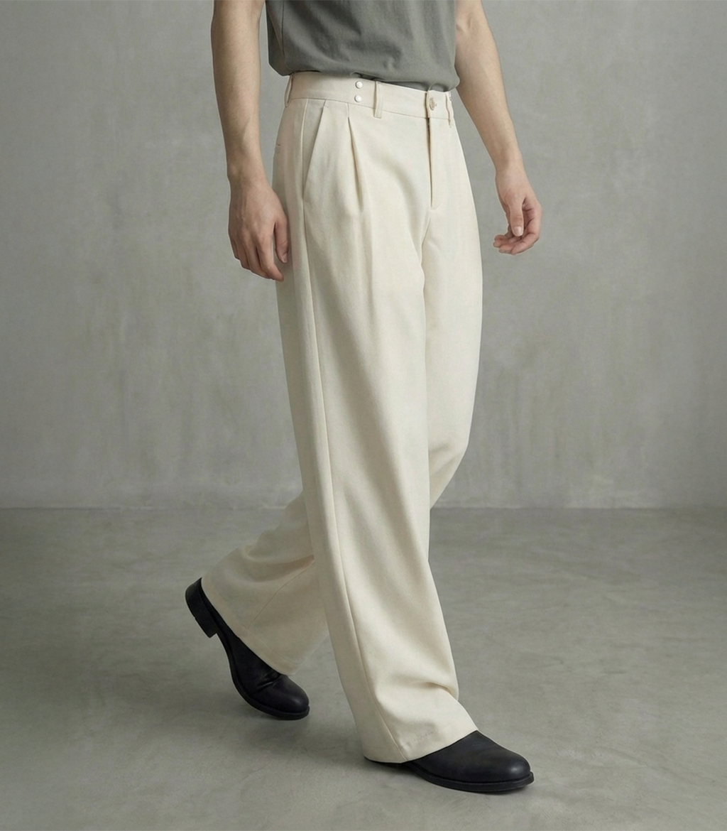 CONVERTIBLE PLEATED TROUSER - STRAIGHT FIT