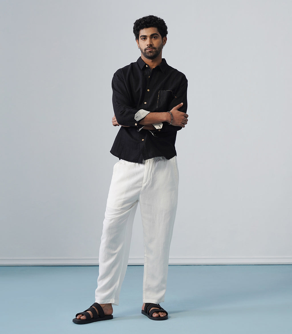 BASIC LINEN PANT-WHITE