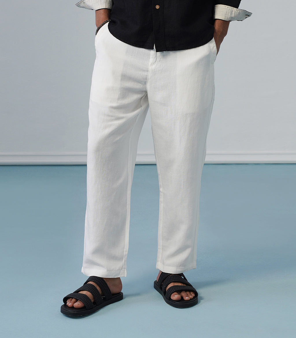 BASIC LINEN PANT-WHITE