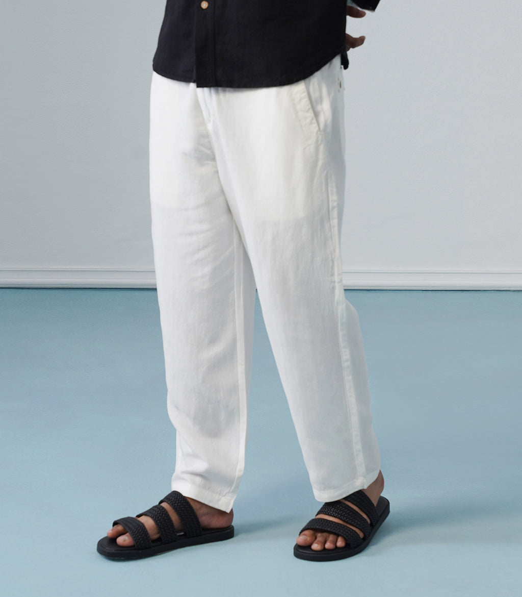 BASIC LINEN PANT-WHITE