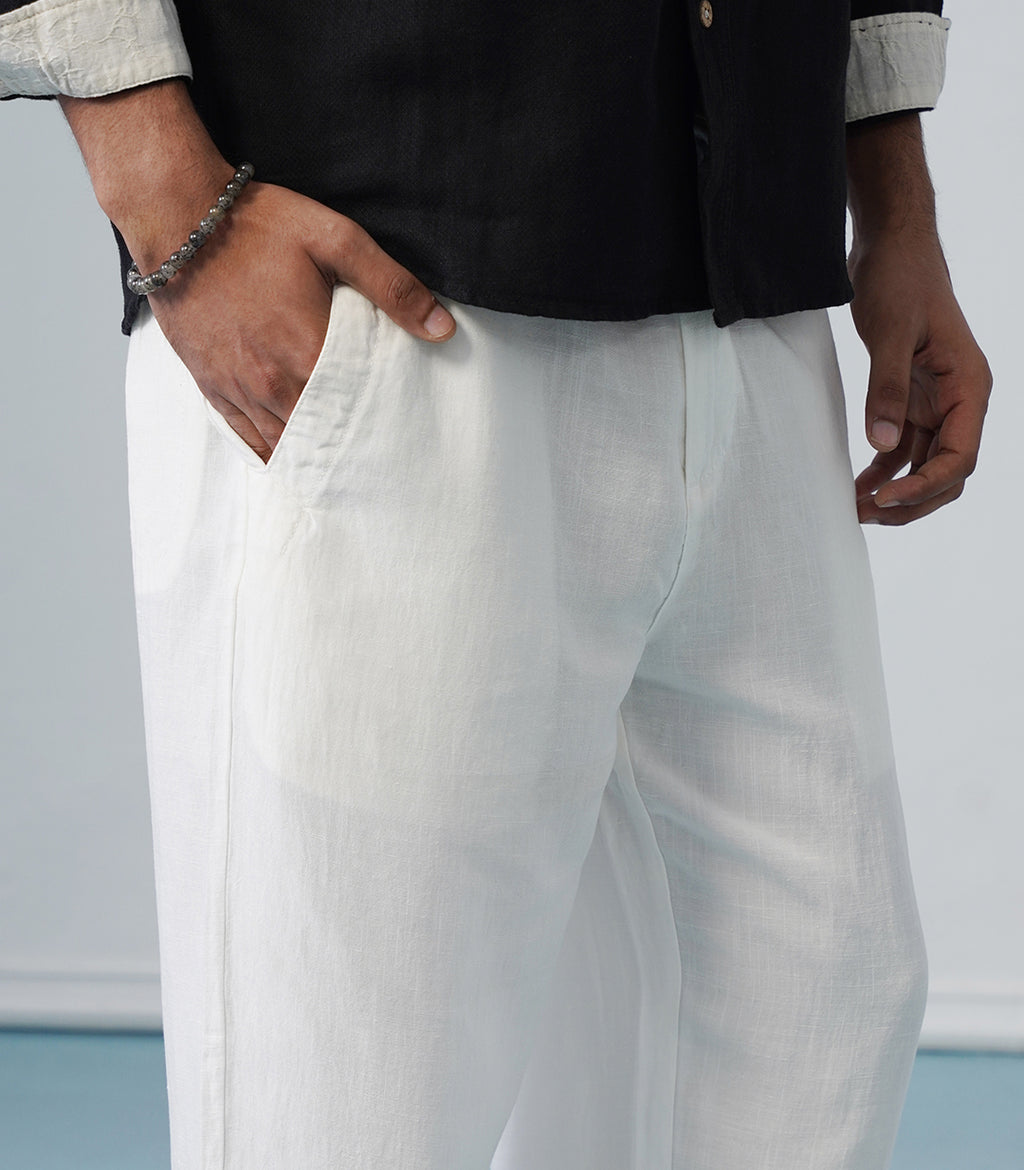 BASIC LINEN PANT-WHITE