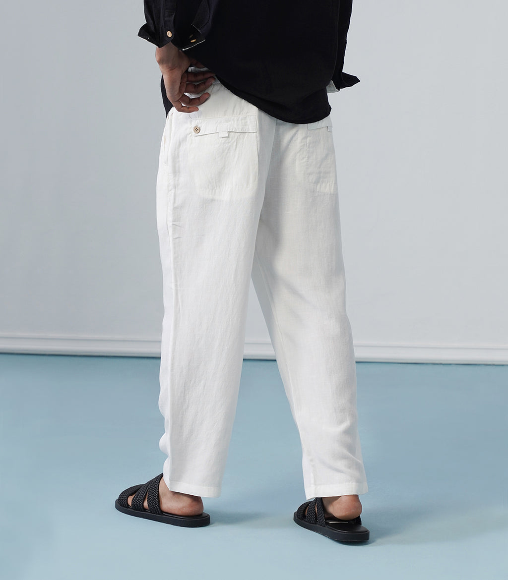 BASIC LINEN PANT-WHITE