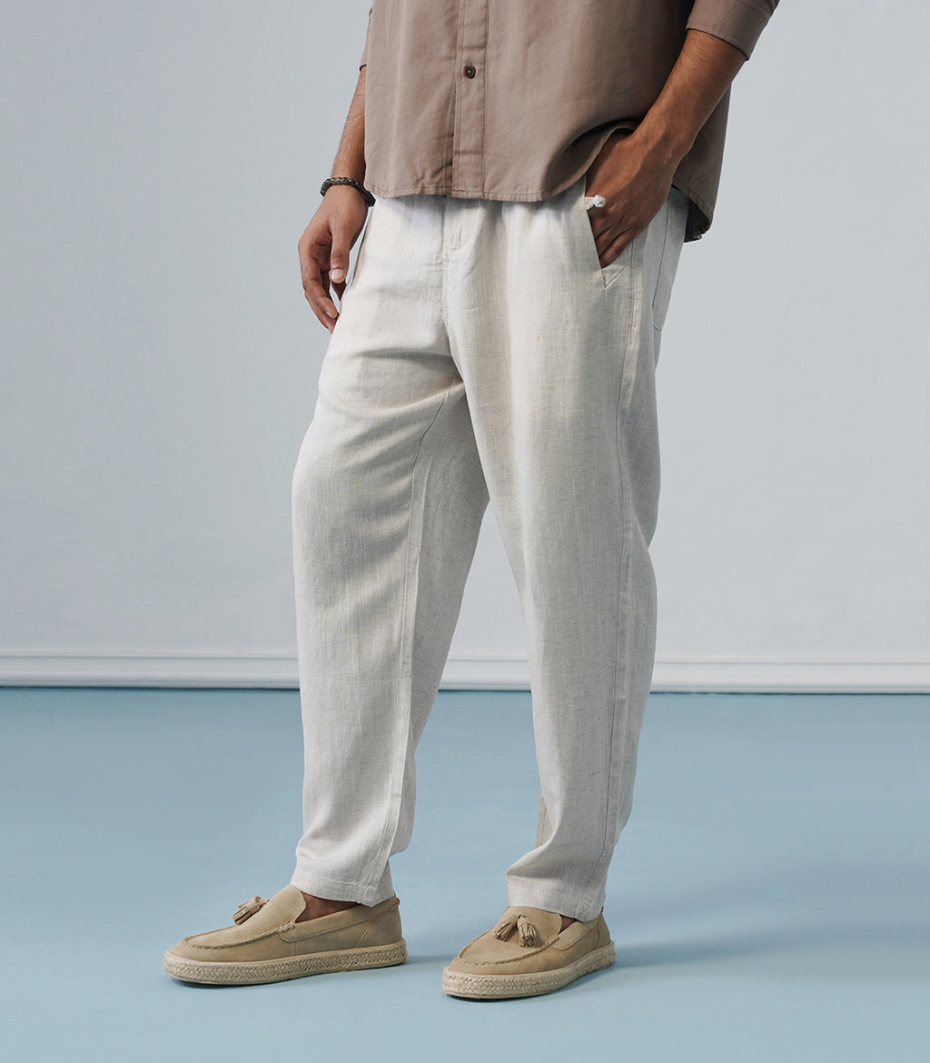 MANDARIN LINEN PANT-BEIGE