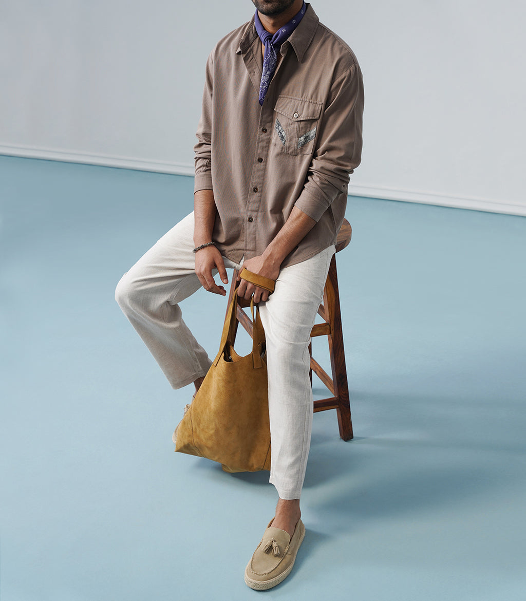 MANDARIN LINEN PANT-BEIGE