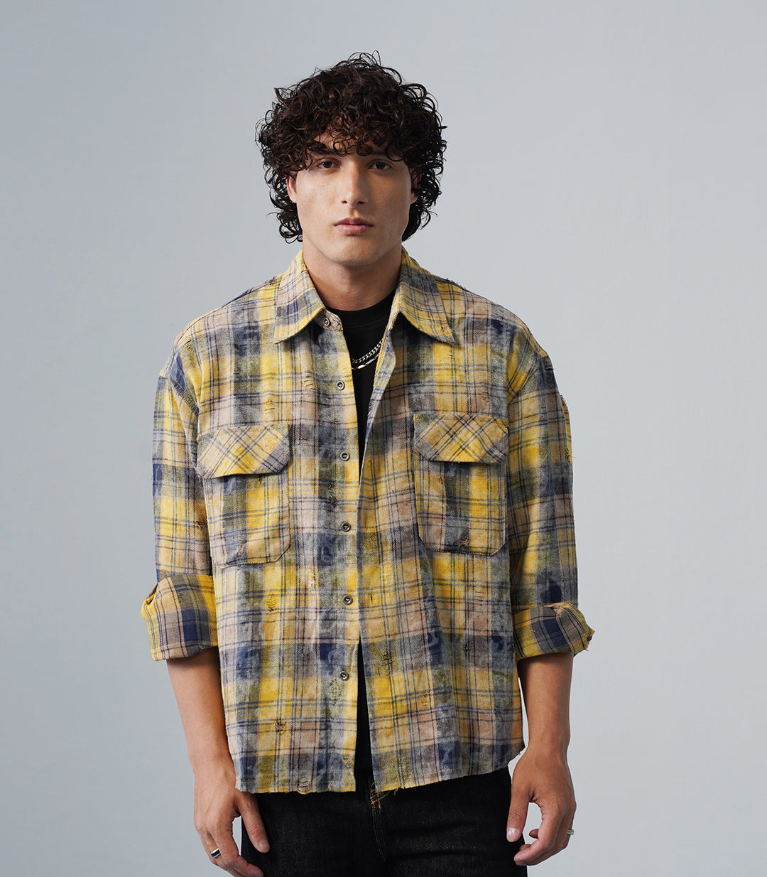 DISTRESSED FLANNEL OVERSHIRT