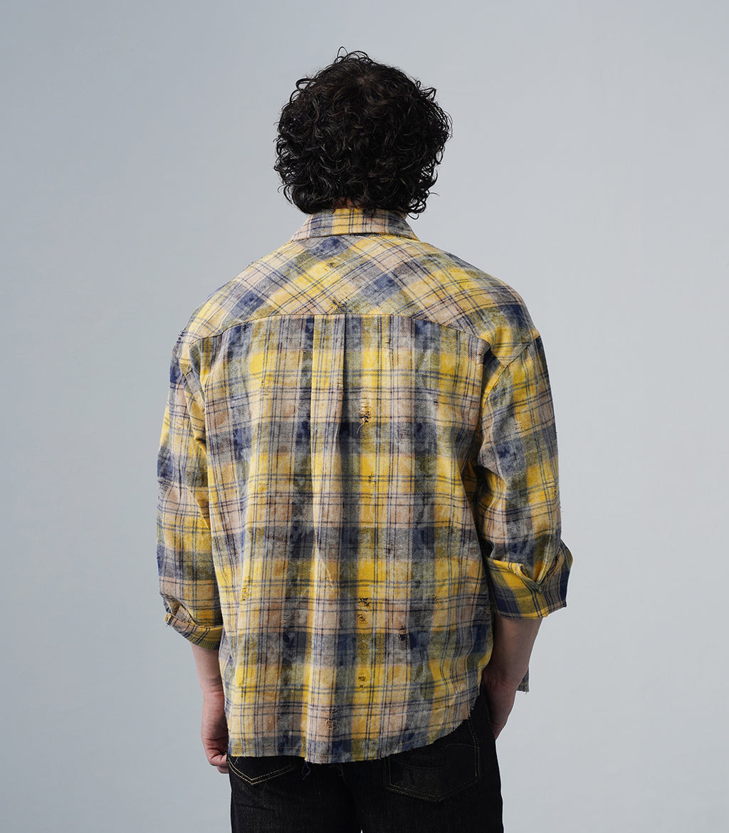 DISTRESSED FLANNEL OVERSHIRT