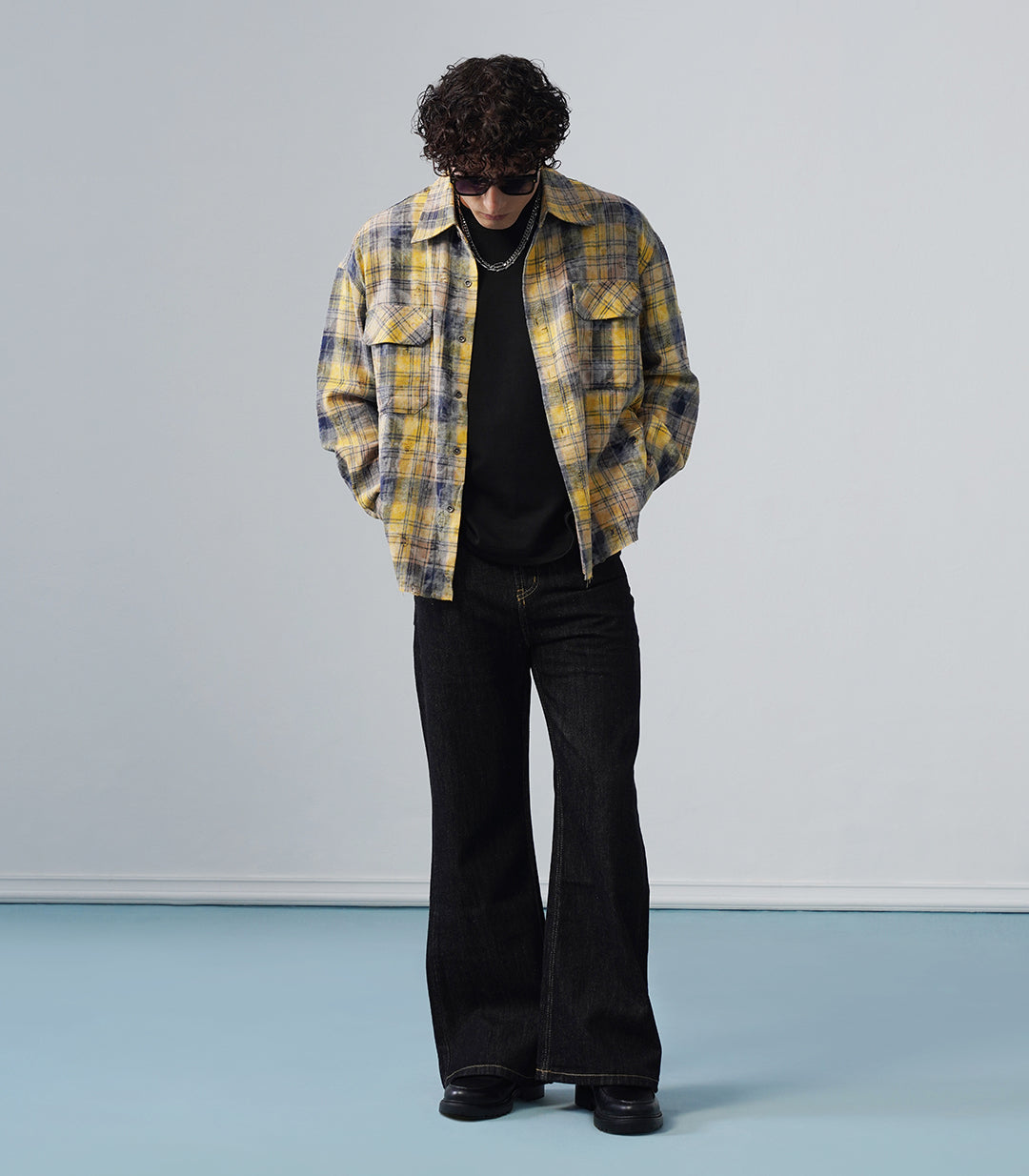 FLARED DENIM PATCHWORK - BLACK