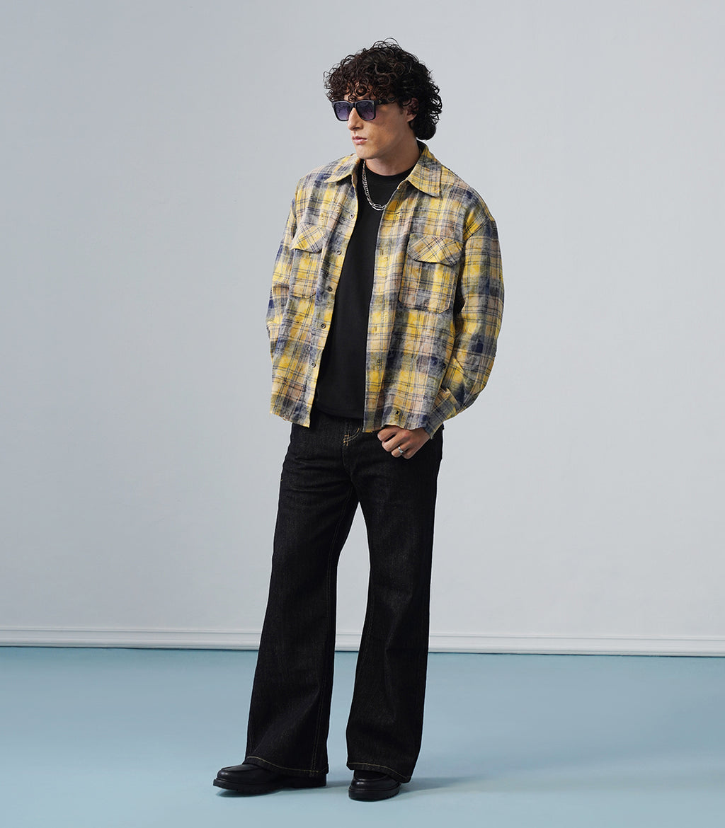 DISTRESSED FLANNEL OVERSHIRT