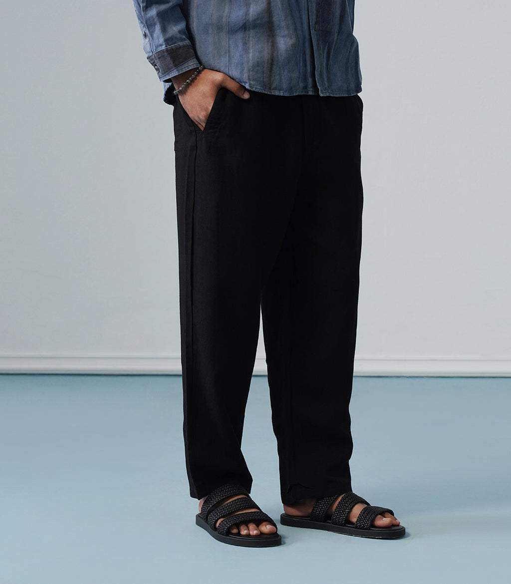 BASIC LINEN PANT-BLACK