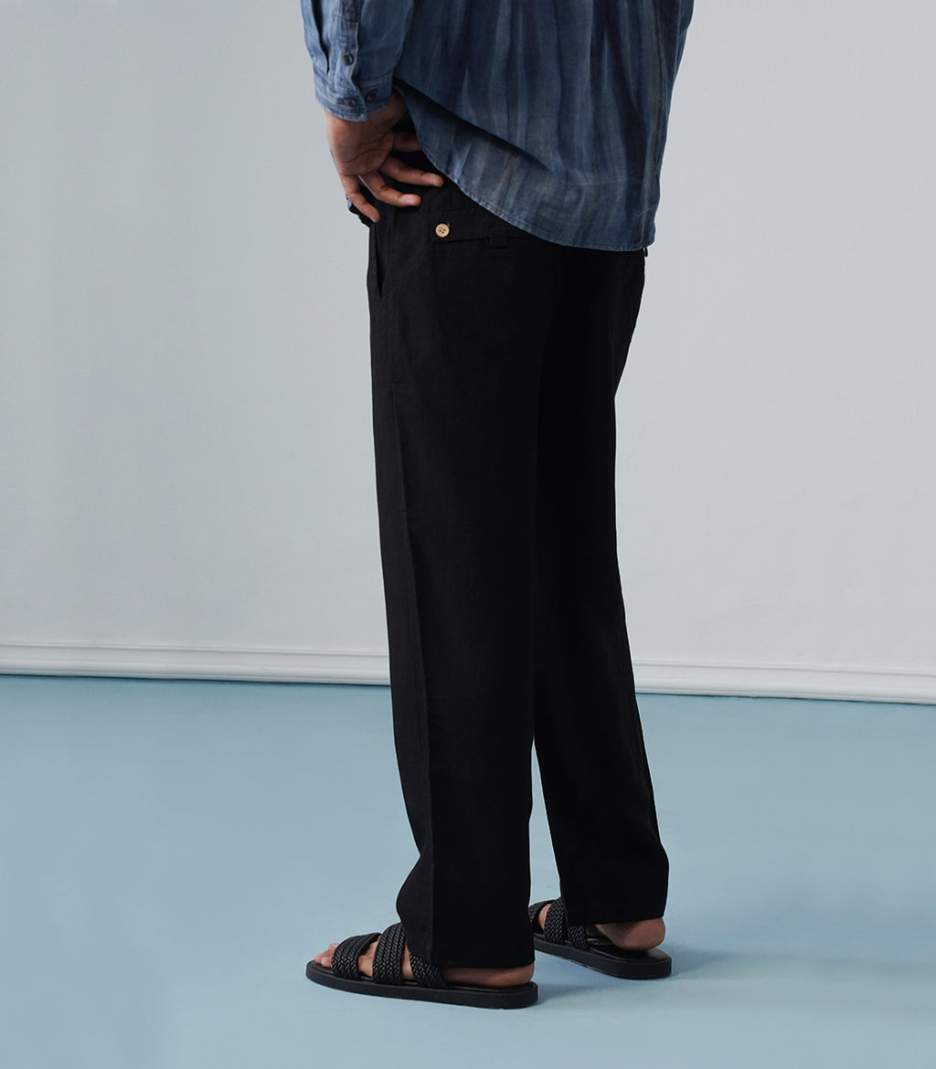 BASIC LINEN PANT-BLACK