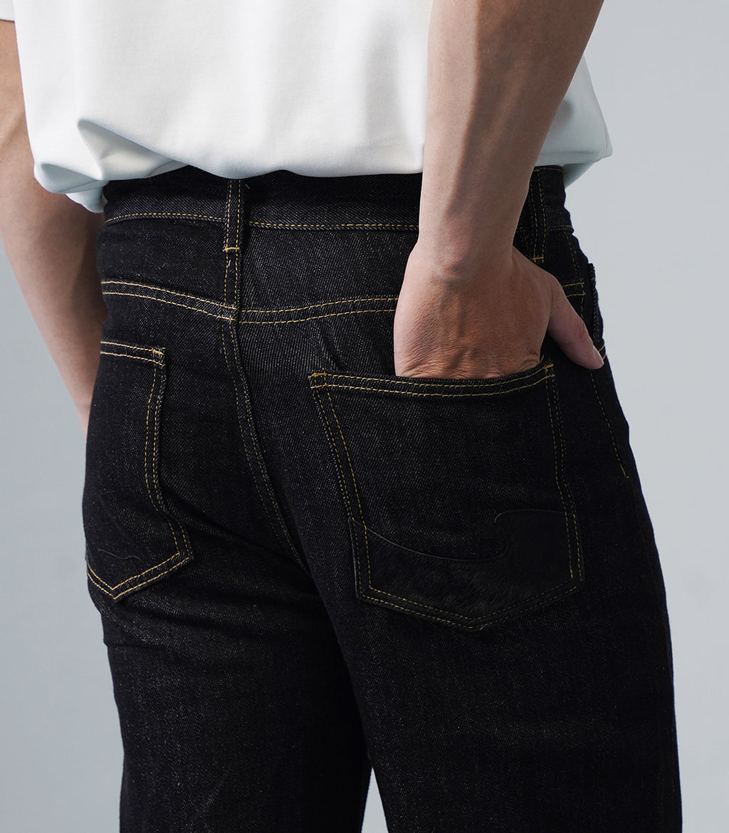 FLARED DENIM PATCHWORK - BLACK