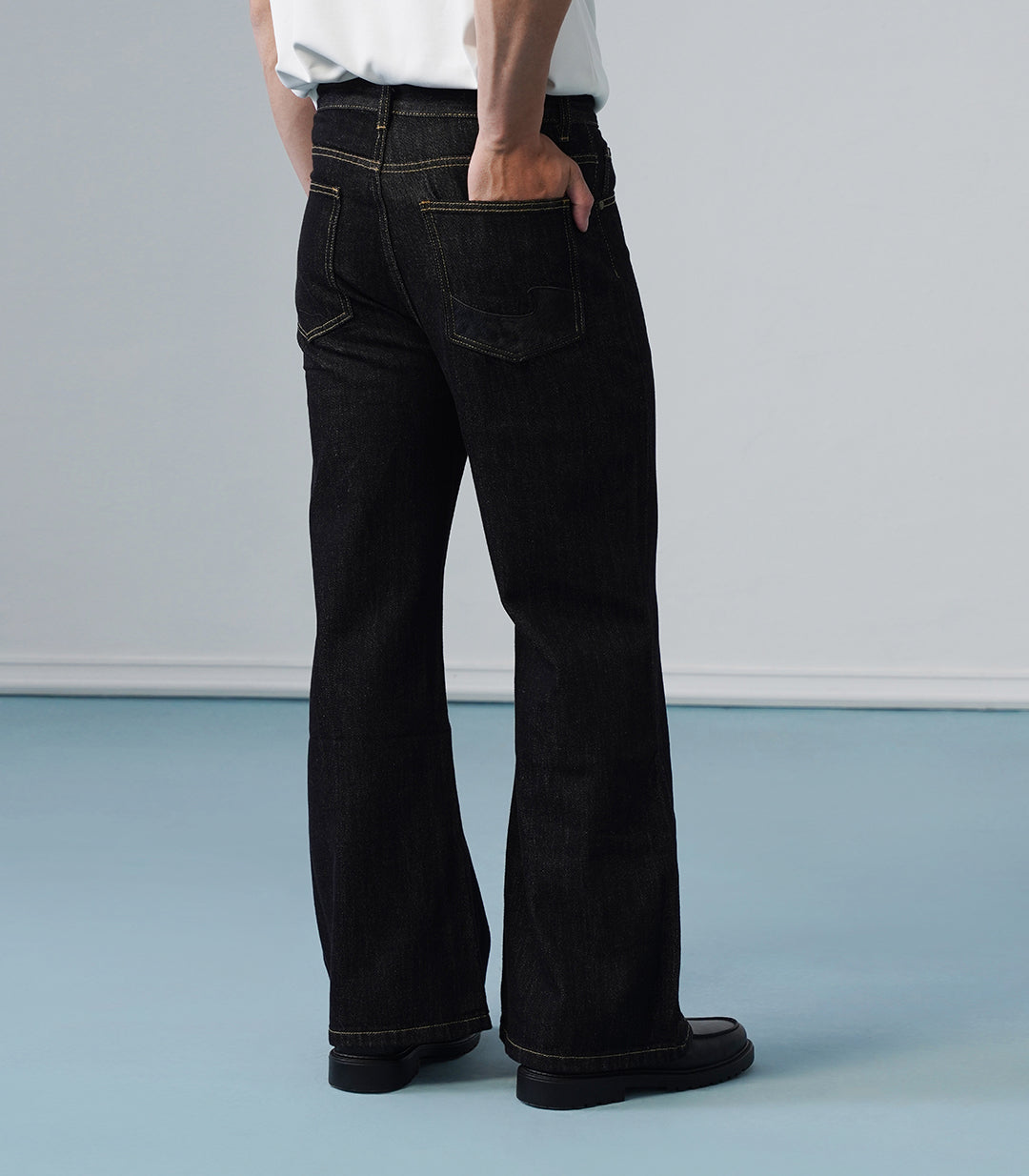 FLARED DENIM PATCHWORK - BLACK