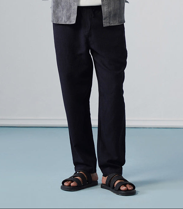 LINEN PANT DOUBLE POCKET-BLUE