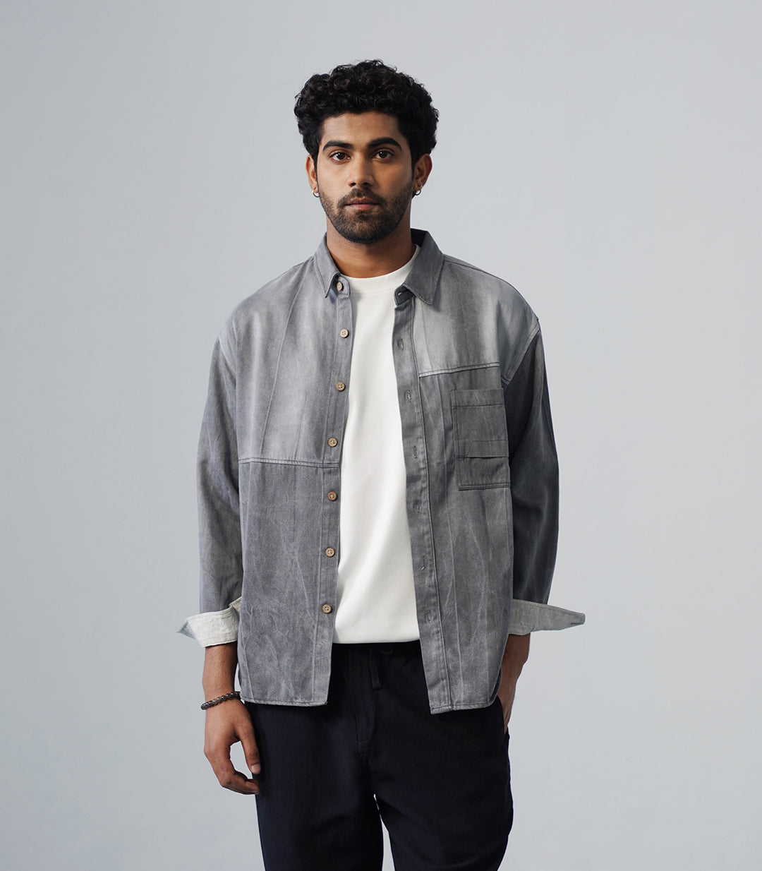 STRUCTURE PANEL SHIRT- BLUE