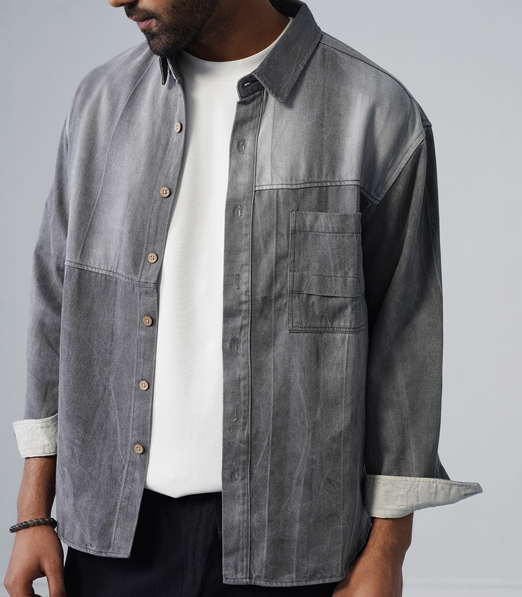 STRUCTURE PANEL SHIRT- BLUE