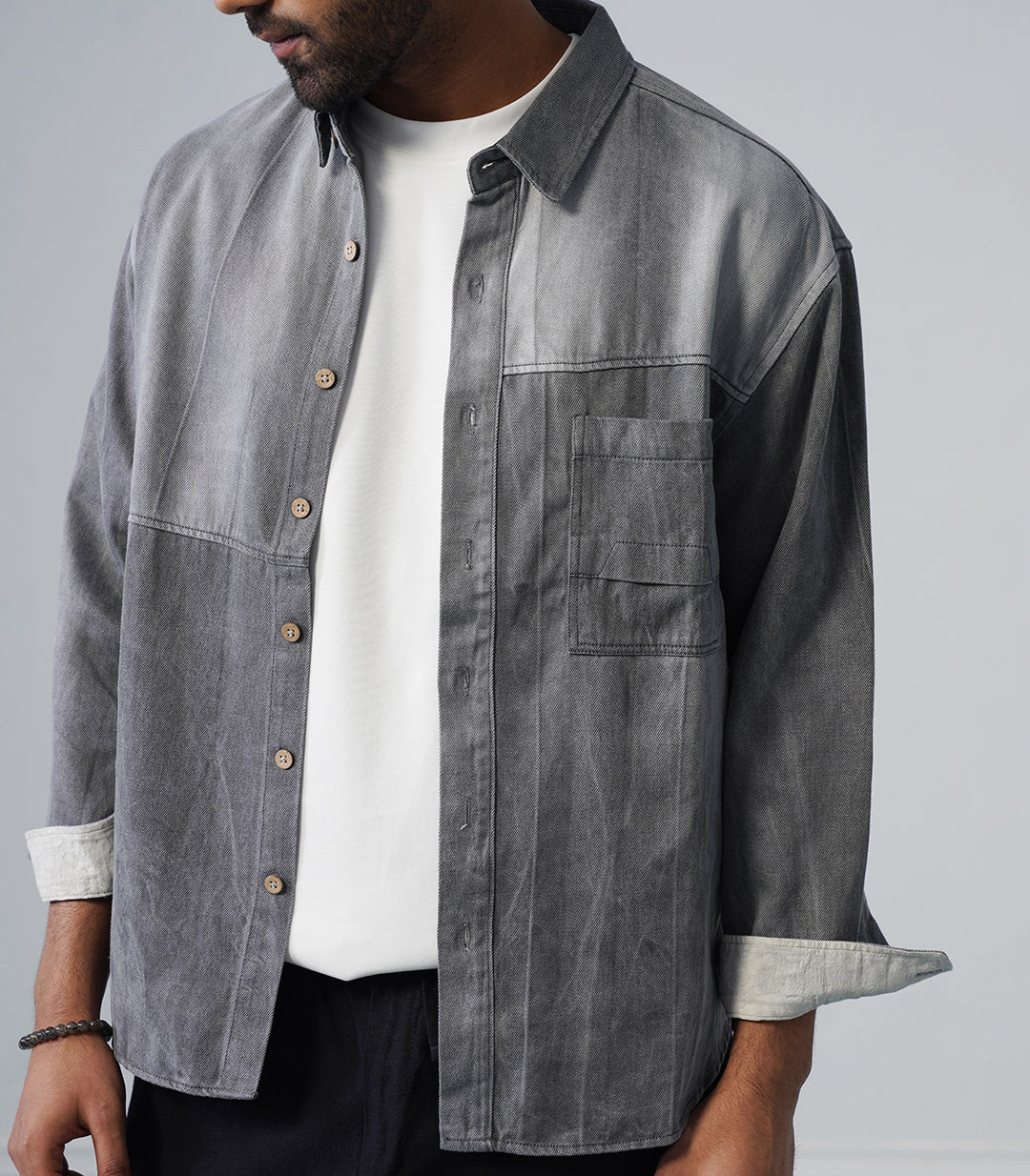 STRUCTURE PANEL SHIRT- BLUE