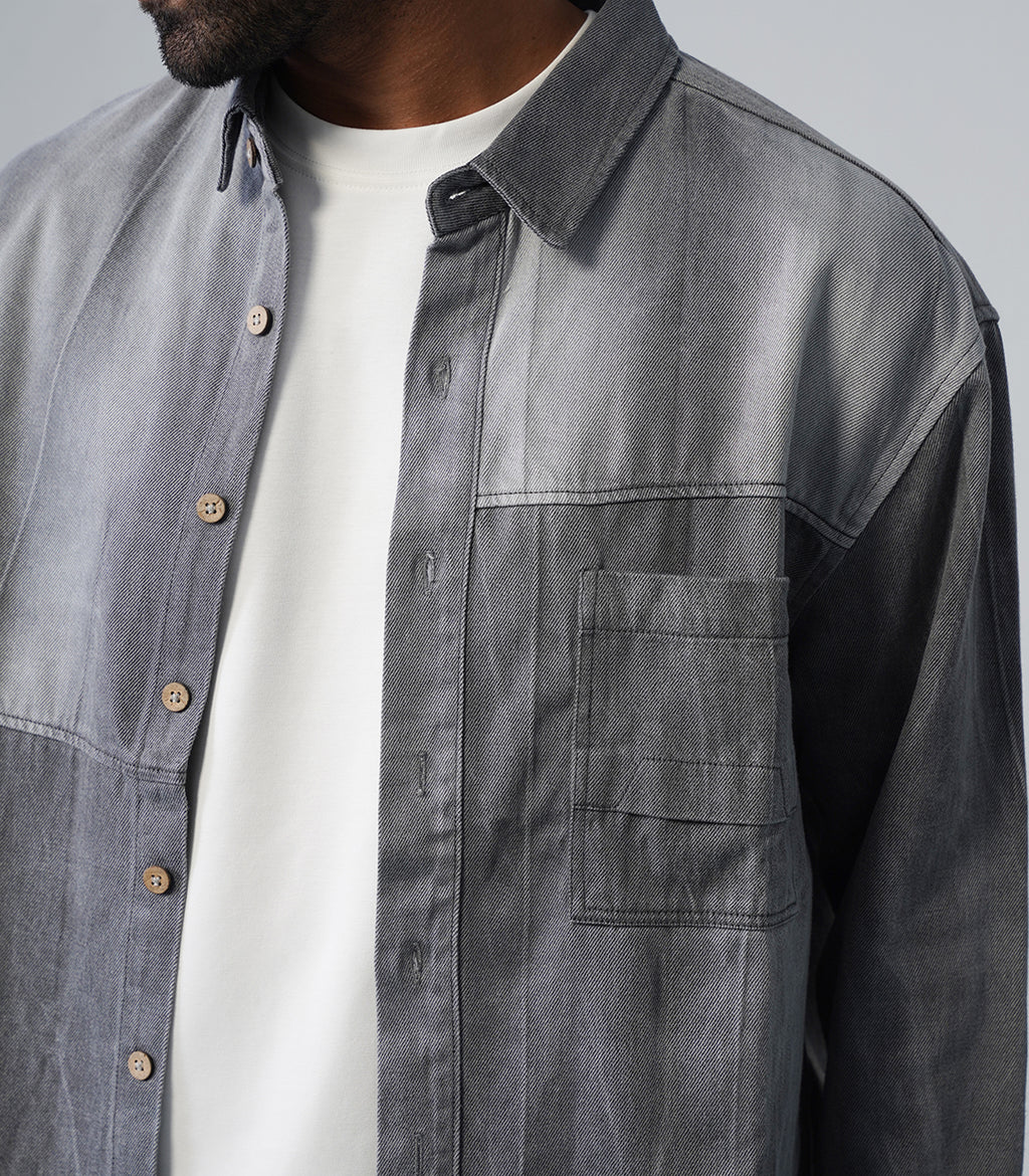 STRUCTURE PANEL SHIRT- BLUE