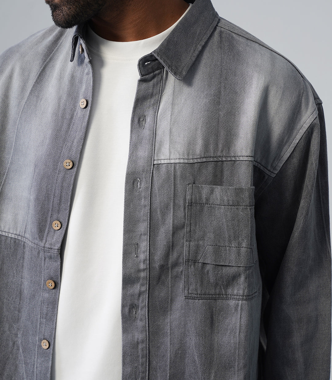 STRUCTURE PANEL SHIRT- BLUE