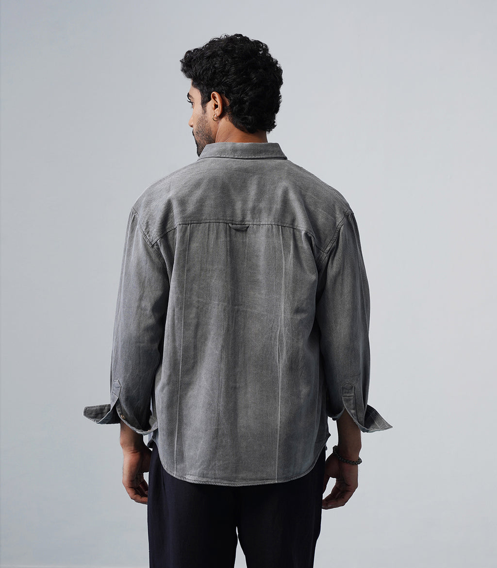 STRUCTURE PANEL SHIRT- BLUE