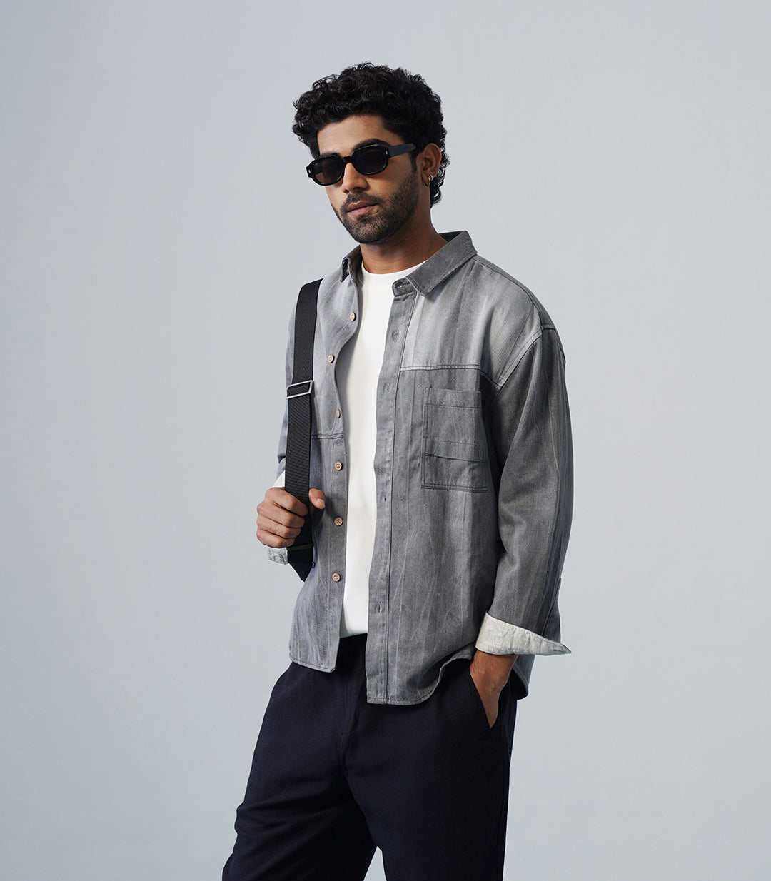 STRUCTURE PANEL SHIRT- BLUE
