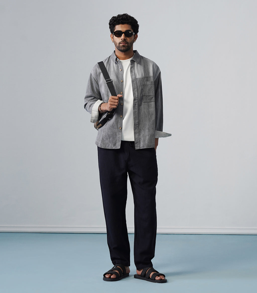 STRUCTURE PANEL SHIRT- BLUE