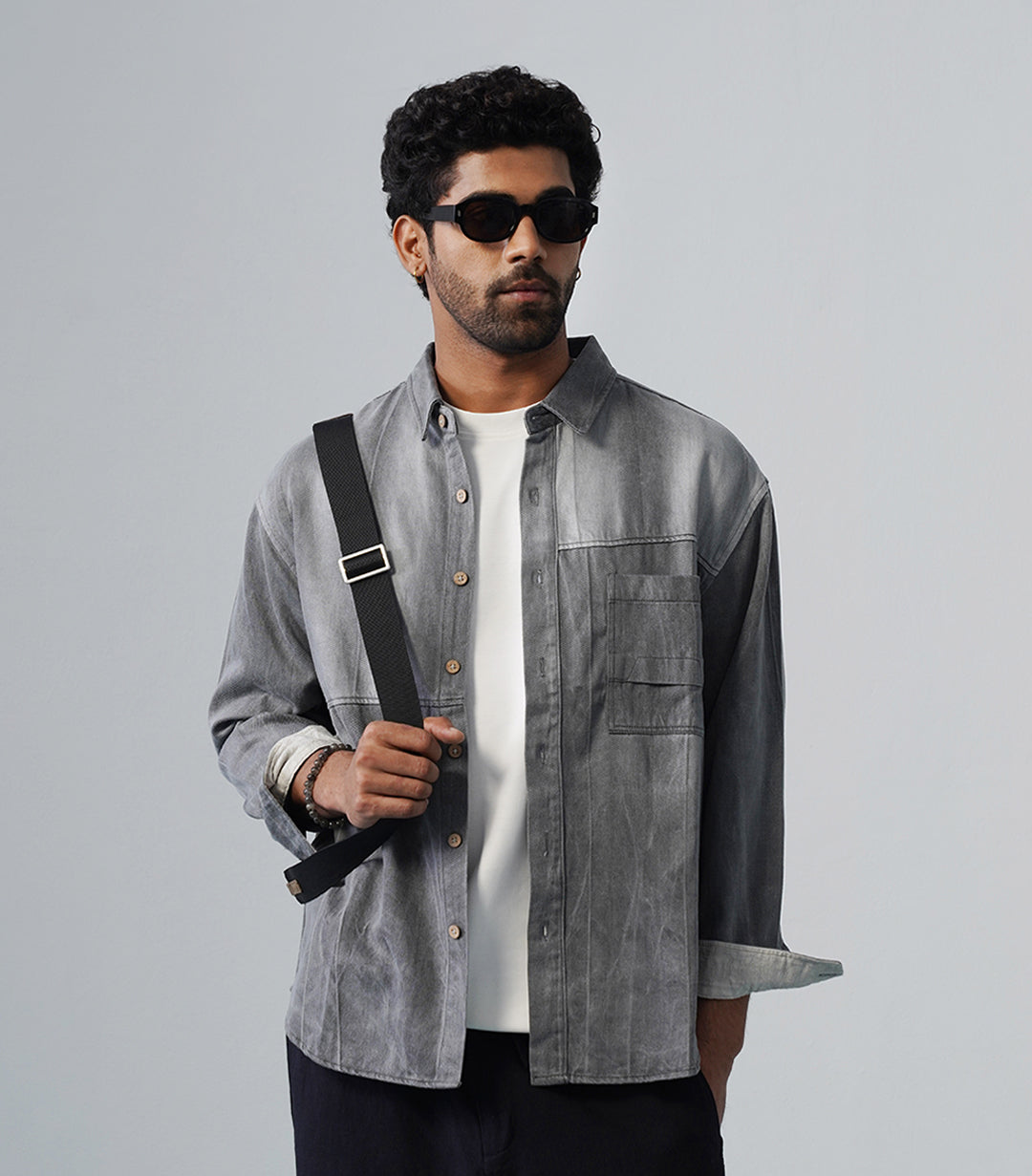 STRUCTURE PANEL SHIRT- BLUE