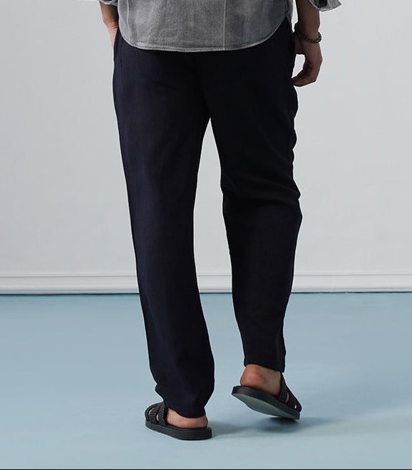 LINEN PANT DOUBLE POCKET-BLUE
