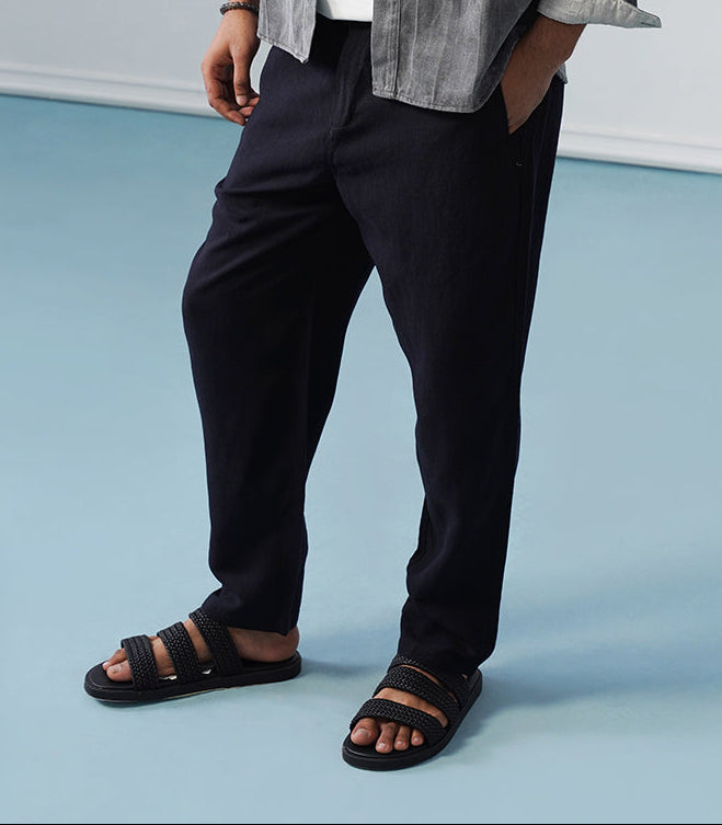 LINEN PANT DOUBLE POCKET-BLUE